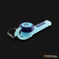 Thumbnail for PieceMaker - Karma GO Cyanara 4-Inch Silicone Hand Pipe front left with cap on.