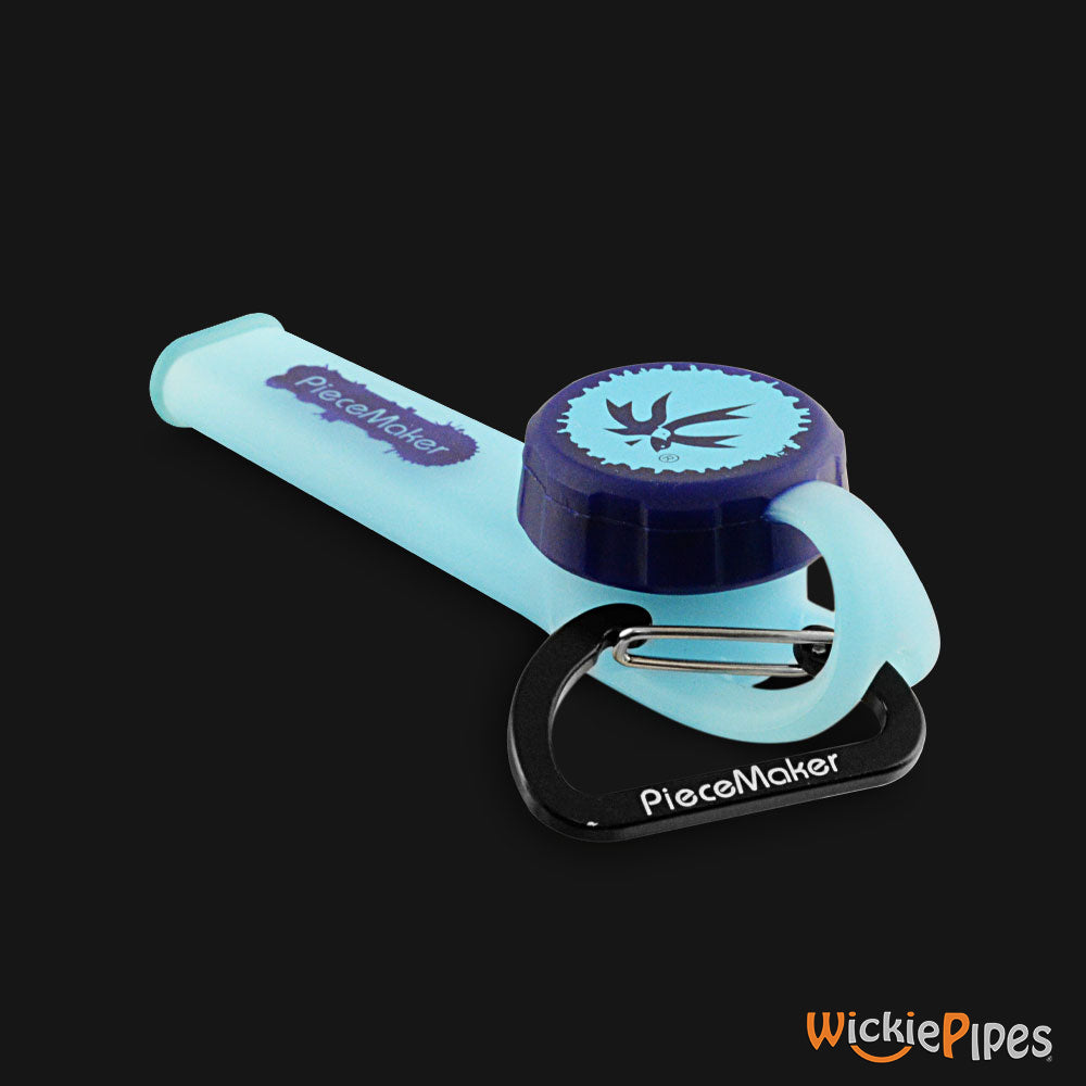PieceMaker - Karma GO Cyanara 4-Inch Silicone Hand Pipe front right with cap on.