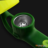 Thumbnail for PieceMaker - Karma GO Electric Evergreen 4-Inch Silicone Hand Pipe close up with cap off.