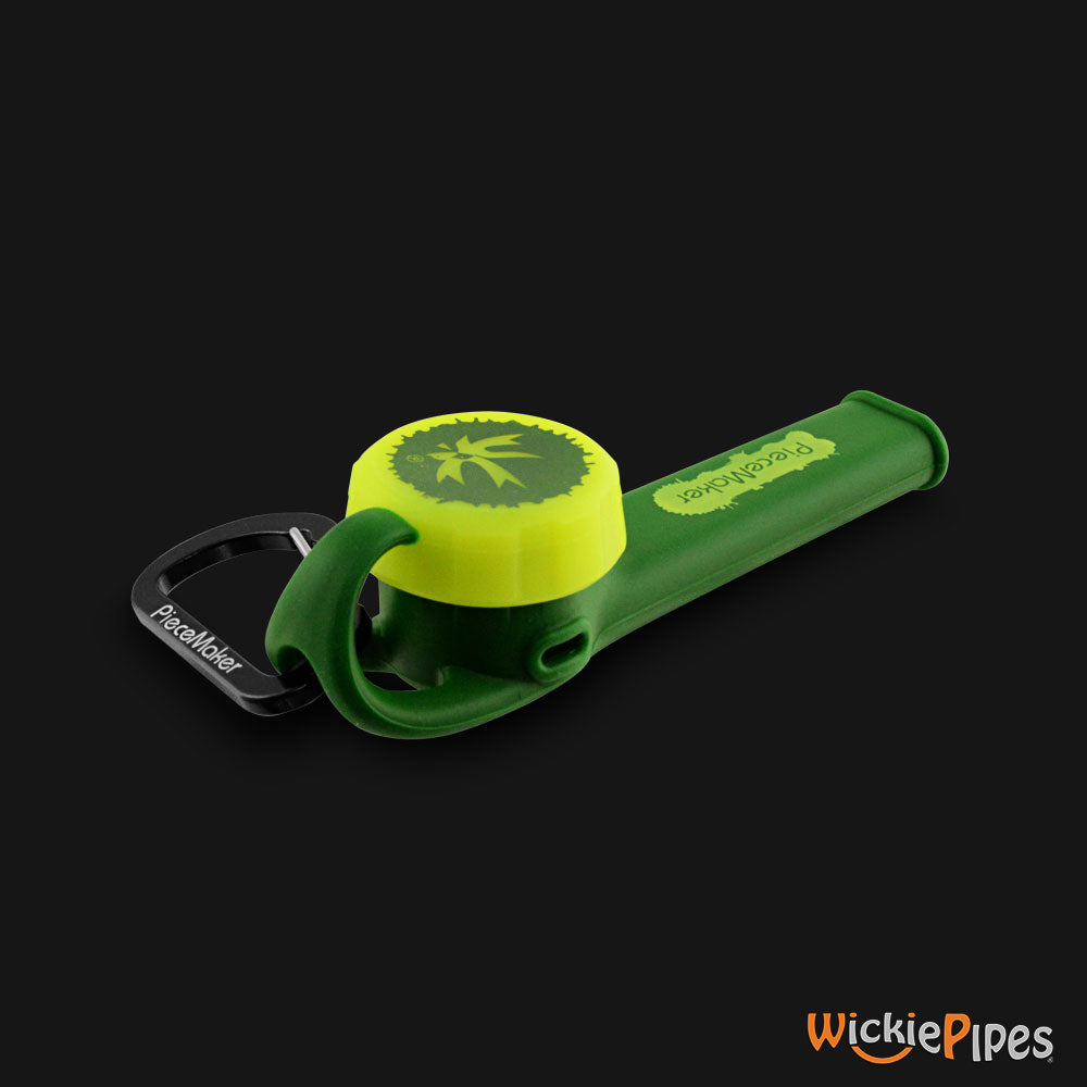 PieceMaker - Karma GO Electric Evergreen 4-Inch Silicone Hand Pipe front left with cap on.