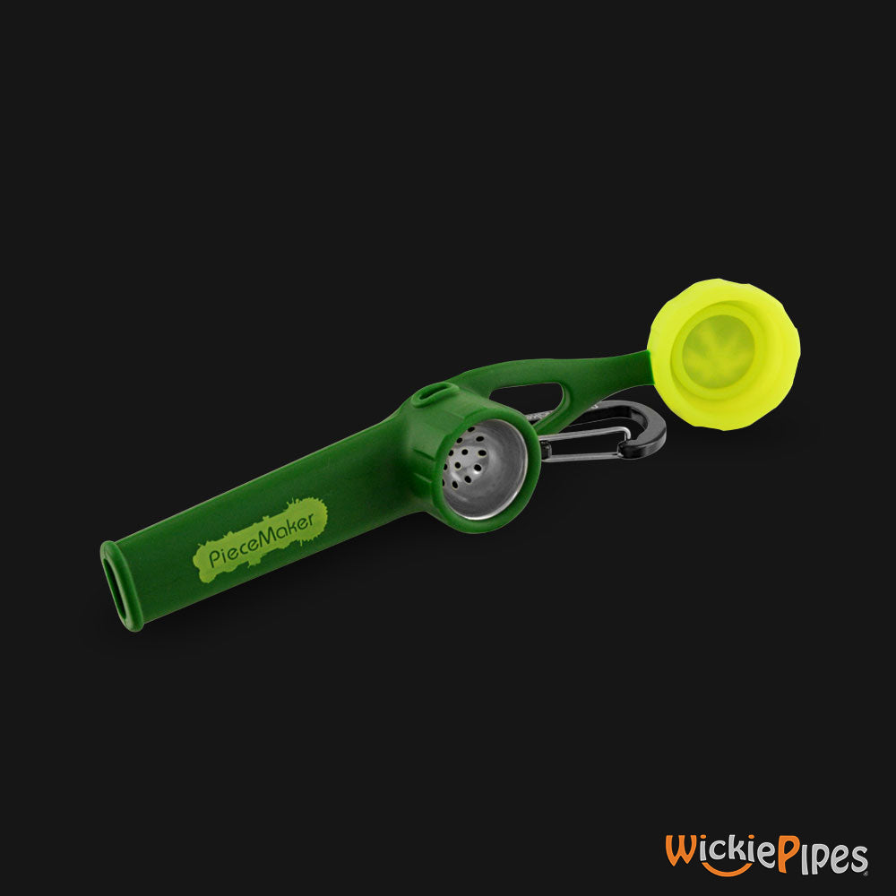 PieceMaker - Karma GO Electric Evergreen 4-Inch Silicone Hand Pipe side with cap off.