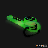 Thumbnail for PieceMaker - Karma GO Lollipop Swirl Glow-In-The-Dark 4-Inch Silicone Hand Pipe front right with cap on.