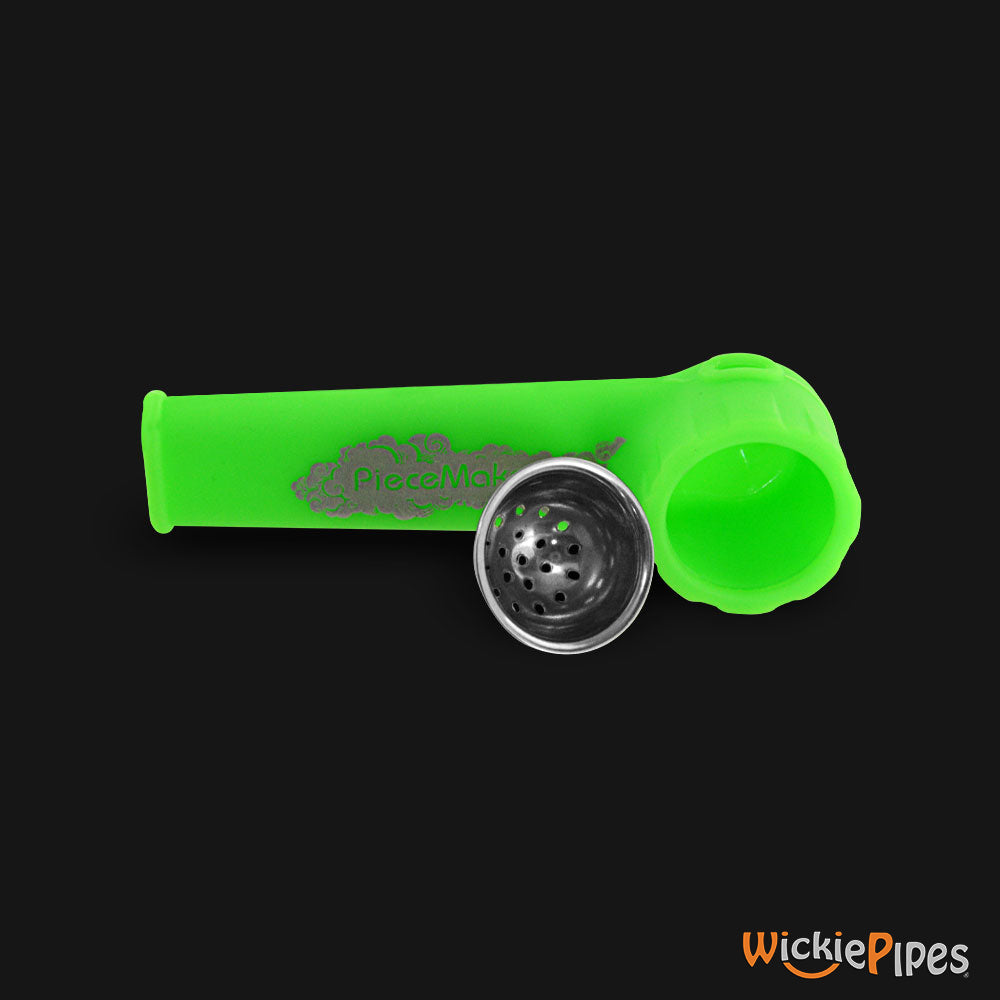 PieceMaker - Karma Ghini Green 3.5-Inch Silicone Hand Pipe side with bowl out.