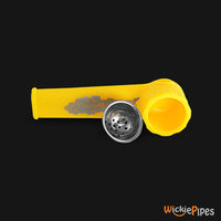 Thumbnail for PieceMaker - Karma Giallo Yellow 3.5-Inch Silicone Hand Pipe side with bowl out.