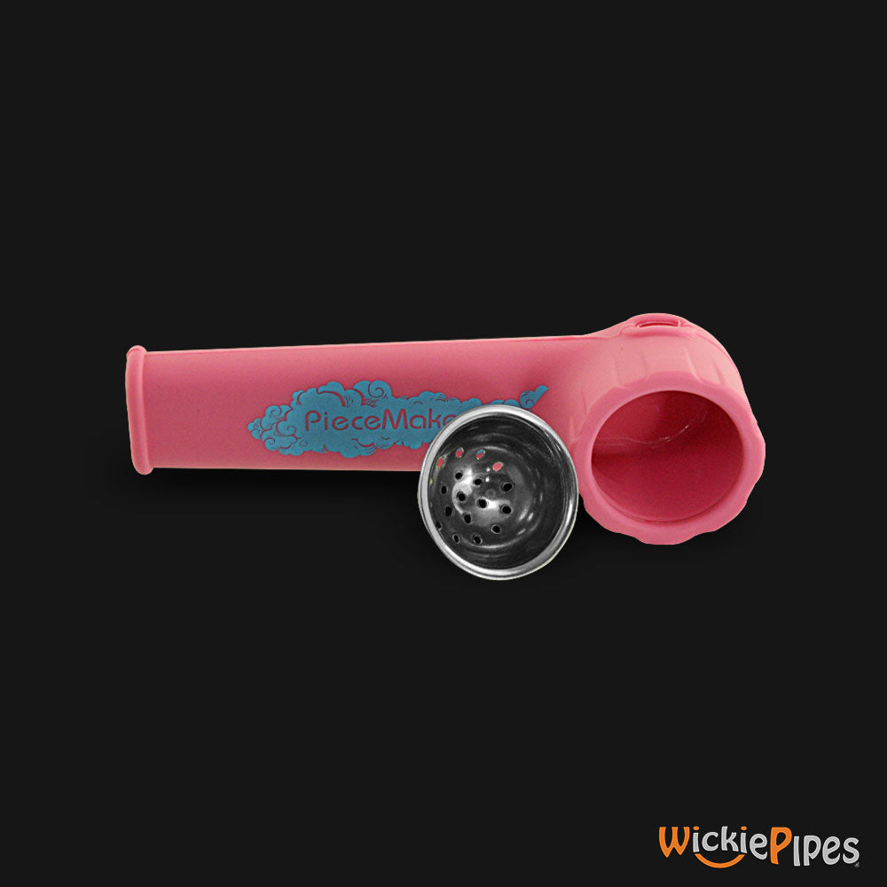 PieceMaker - Karma Pitstop Pink 3.5-Inch Silicone Hand Pipe side with bowl out.