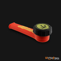 Thumbnail for PieceMaker - Karma Racecar Red 3.5-Inch Silicone Hand Pipe with front cap on.