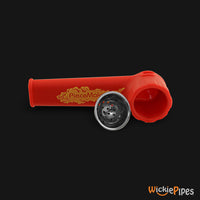Thumbnail for PieceMaker - Karma Racecar Red 3.5-Inch Silicone Hand Pipe side with bowl out.