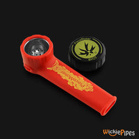 Thumbnail for PieceMaker - Karma Racecar Red 3.5-Inch Silicone Hand Pipe top with cap off.