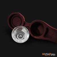 Thumbnail for Piecemaker - Kayo Kanela Red 3.5-Inch Silicone Hand Pipe cap open close up side view with bowl out.