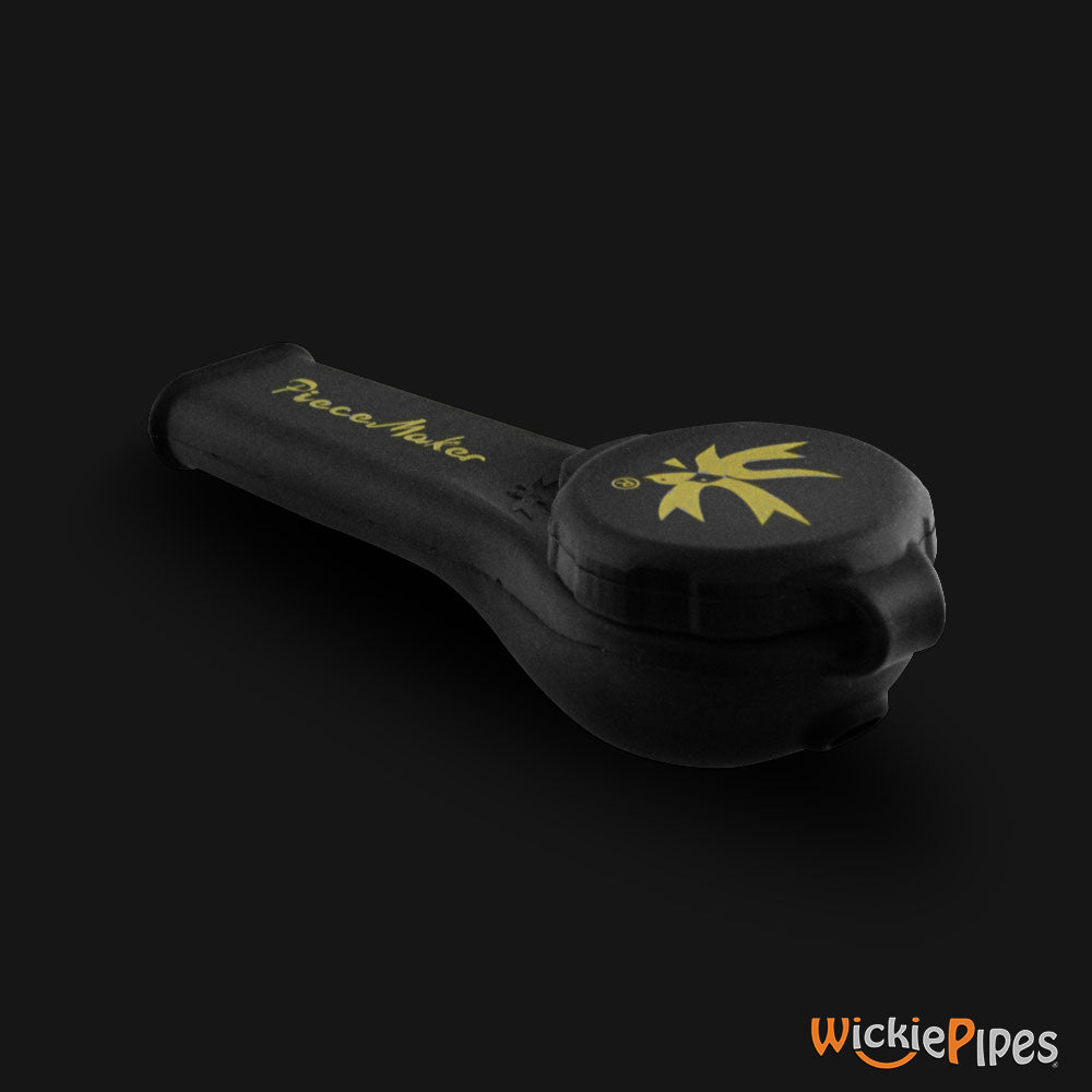 Piecemaker - Kayo Knockout Black 3.5-Inch Silicone Hand Pipe front right view with cap on.