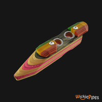Thumbnail for SHOTGUN PIPES - GL-2 Two-Small Bowls 4.25-Inch Maple Wood Pipe mouthpiece with open lids and bowls.