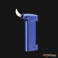 Thumbnail for Vector - Aero Lighter Metallic Blue Flame Lit Left Side - WickiePipes