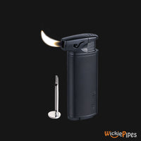 Thumbnail for Vector - Elio Lighter Black Matte Flame Lit Tamper Out - WickiePipes