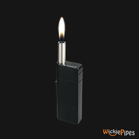 Thumbnail for Vector - Optimus Lighter Chrome Satin Extended Flame Lit Side Left - WickiePipes