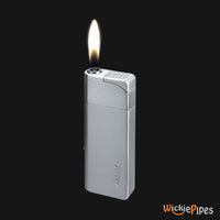 Thumbnail for Vector - Optimus Lighter Chrome Satin Flame Lit Side Left - WickiePipes