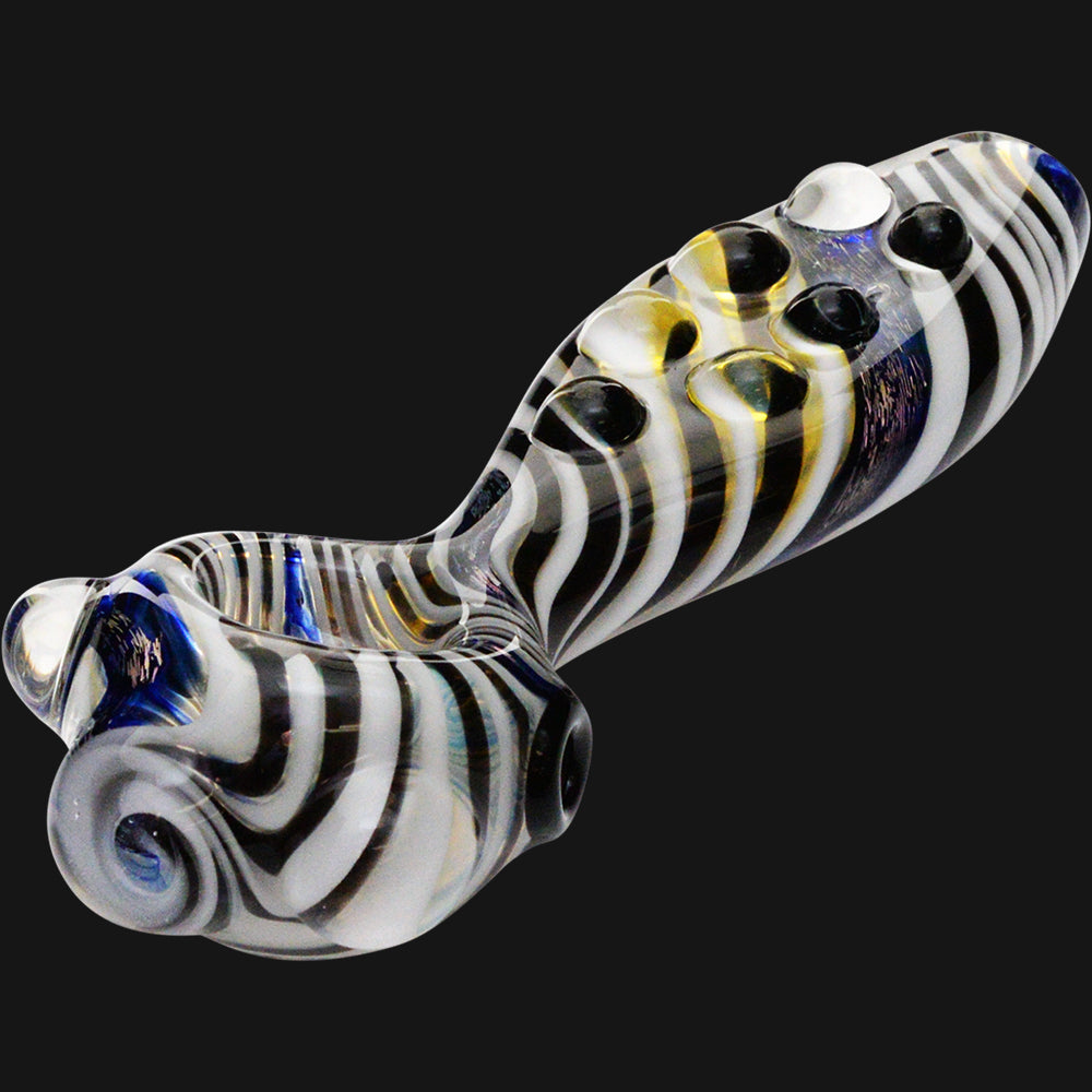 Jellyfish Glass - Beaver Tail Dichro Glass Spoon Hand Pipe - White