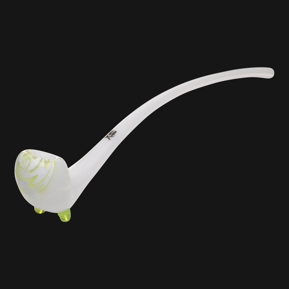 Mathematix Glass - Worked Slime 13 Inch White Gandalf Glass Pipe bowl front view.