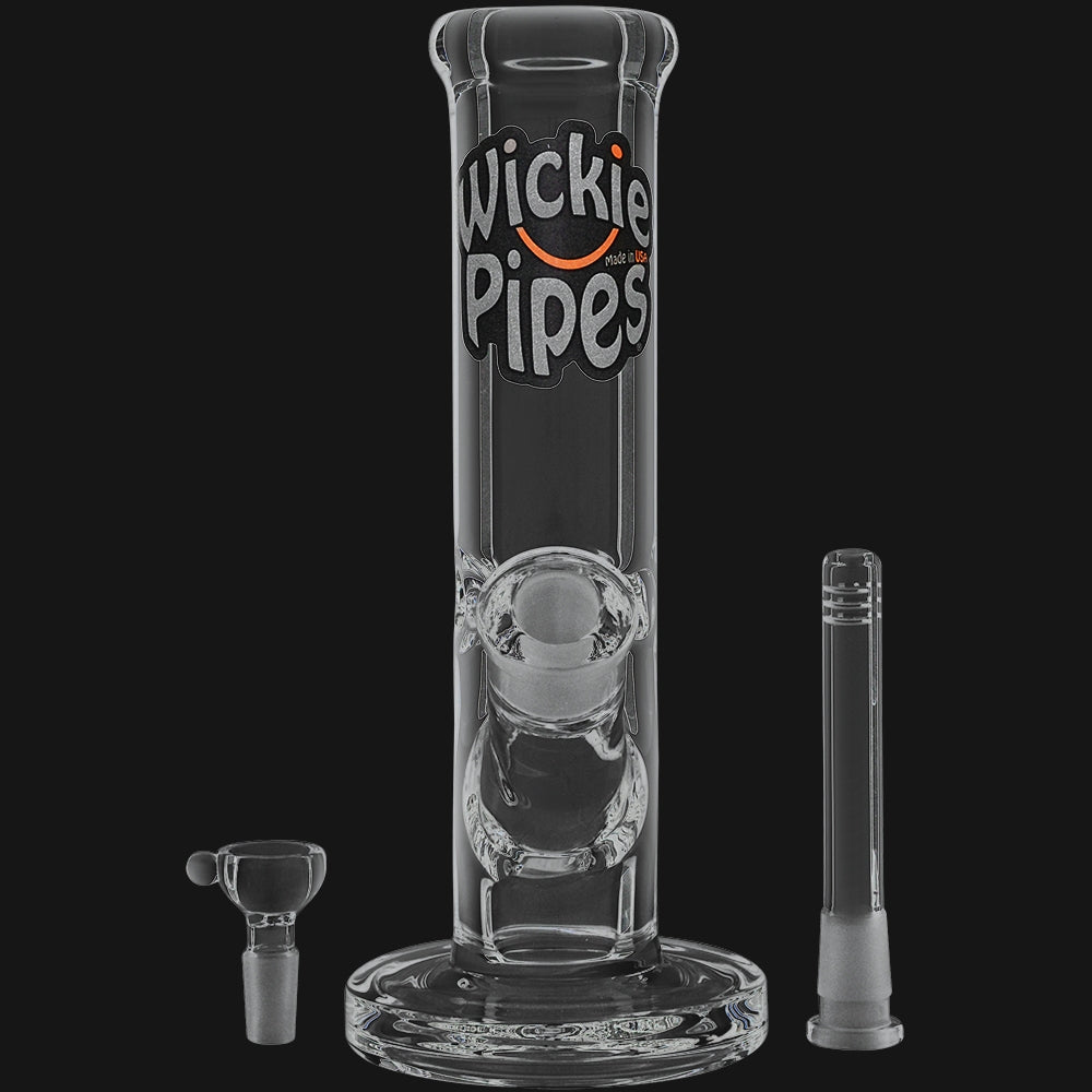 WickiePipes 9MM 10” Mini Straight Tube Glass Water Pipe