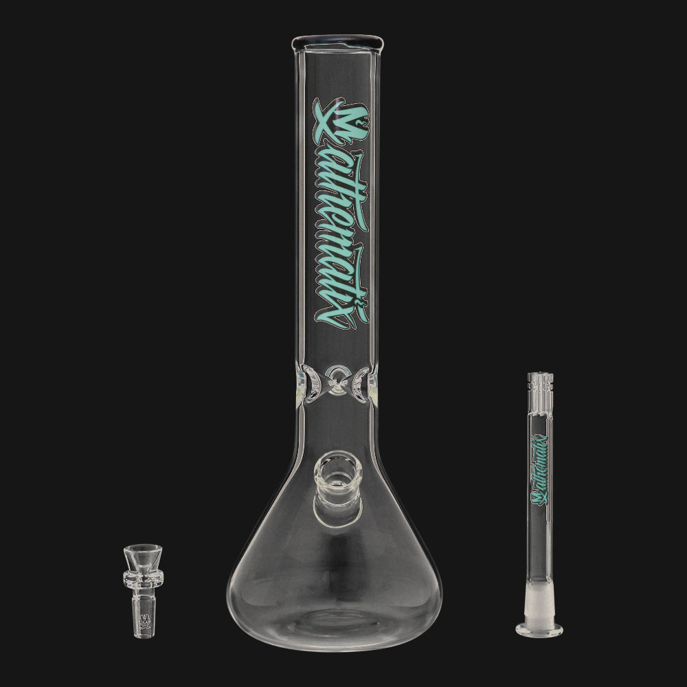Mathematix Glass - Black Lip Tree Perc Stem 14" Beaker Glass Water Pipe
