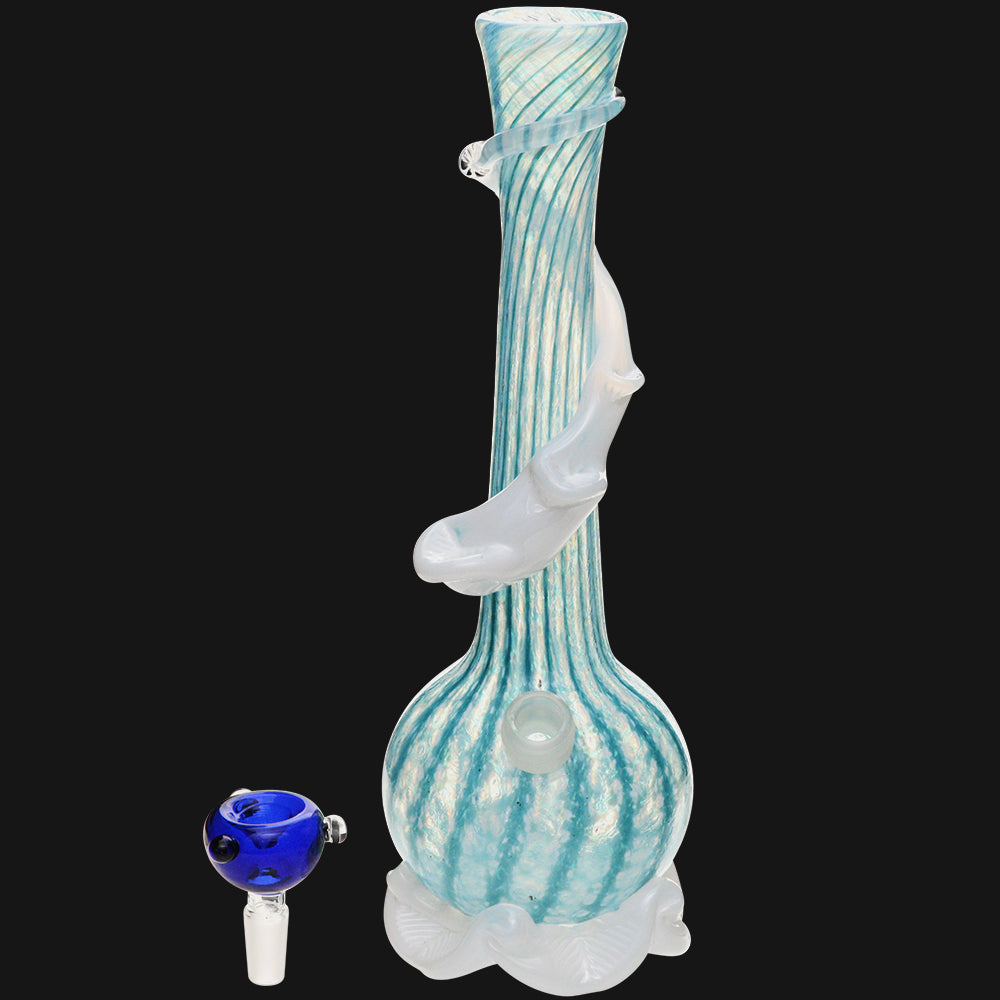Noble Glass - Blue Wrap 12" Sof Glass Bubble Bottom Water Pipe