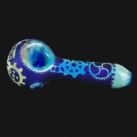 Thumbnail for Liberty 503 Glass - Gear Sandblsted Fumed Spoon Pipe