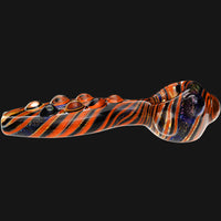 Thumbnail for Jellyfish Glass - Beaver Tail Dichro Glass Spoon Hand Pipe - Orange
