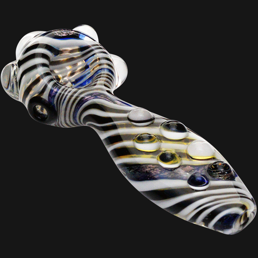 Jellyfish Glass - Marble Wrapped Dichro 4.75-Inch Glass Spoon Pipe