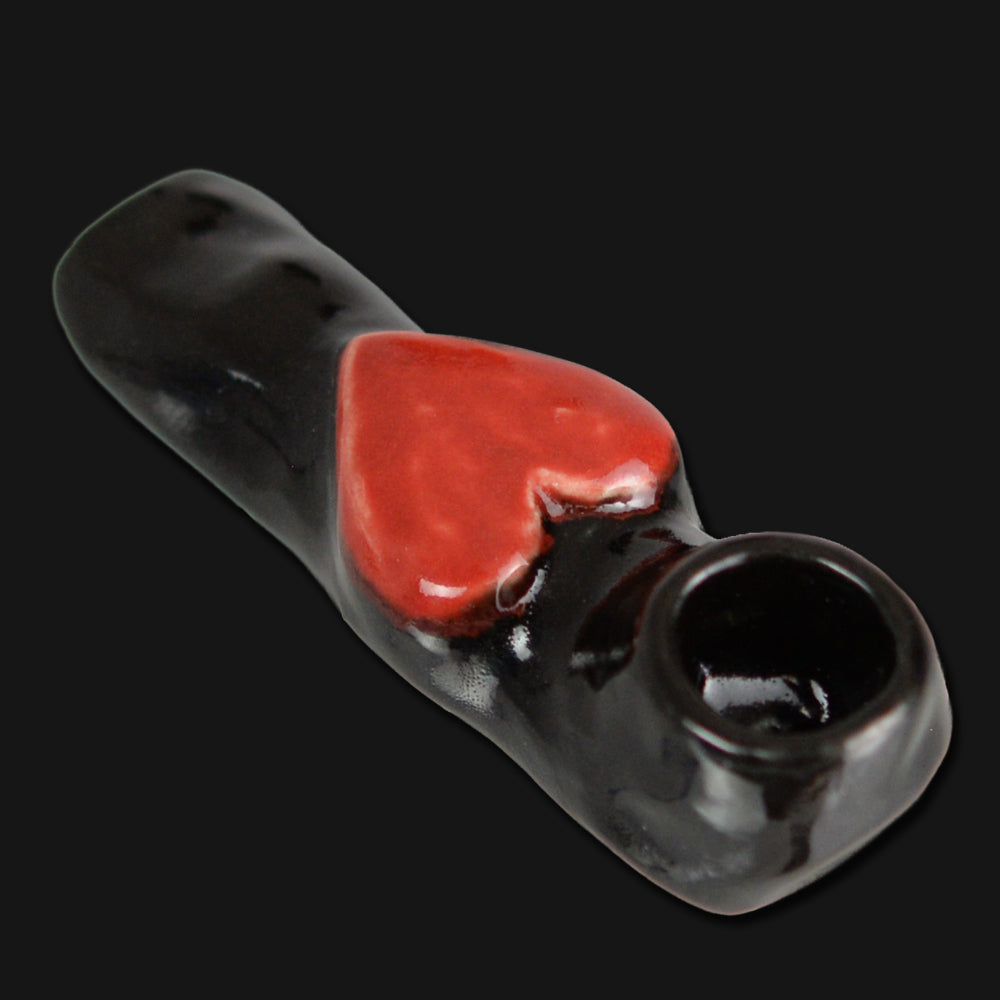 JM Ceramics - RED HEART 3-Inch Ceramic Hand Pipe