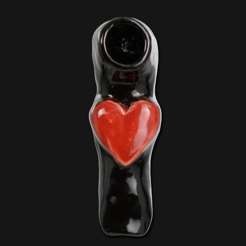 JM Ceramics - RED HEART 3-Inch Ceramic Hand Pipe