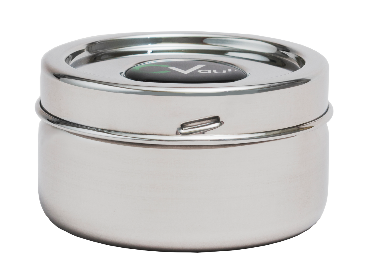 CVault - Small 1/2 OZ. Airtight Stainless Steel Storage Container  closed lid.